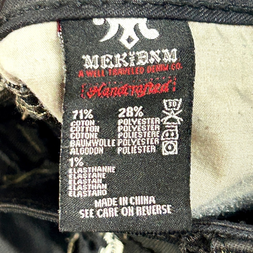 MEK Denim Bulgan Cigarette Jeans Womens 27/29 Slim Black Coated Low Rise Y2K - Picture 12 of 14